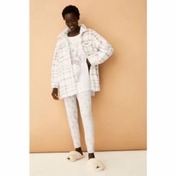 F&F Cream Check Shacket 3 Piece Set -F&F Shop unnamed file 107