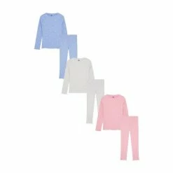 F&F Pink Rib Placket Pyjamas 3 Pack