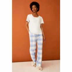 F&F Blue Nordic Check Woven Trousers -F&F Shop unnamed file 1392