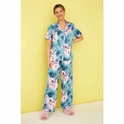 F&F Pink Tropical Satin Revere Set