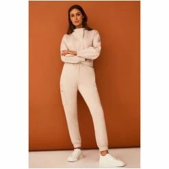 F&F Premium Cream Zip Pocket Joggers