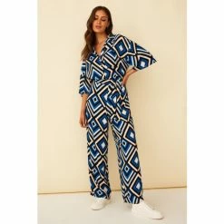 F&F Blue Geo Trousers -F&F Shop unnamed file 1689