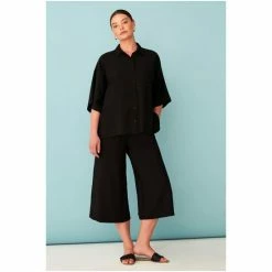 F&F Black Textured Satin Culotte Trousers 7 F&F Black Textured Satin Culotte Trousers -F&F Shop unnamed file 1728