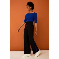 F&F Wide Leg Black Trousers With Cobalt Side Stripe 4 F&F Wide Leg Black Trousers With Cobalt Side Stripe -F&F Shop unnamed file 1861