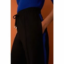F&F Wide Leg Black Trousers With Cobalt Side Stripe 5 F&F Wide Leg Black Trousers With Cobalt Side Stripe -F&F Shop unnamed file 1862