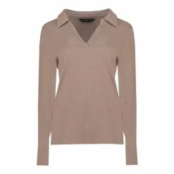 F&F Brown Rib Collar Top -F&F Shop unnamed file 1896