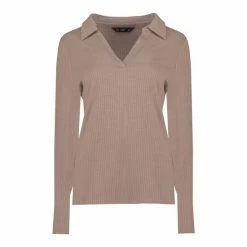 F&F Brown Rib Collar Top -F&F Shop unnamed file 1897