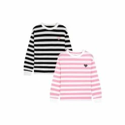 F&F Natural Stripe Sweat T-Shirts 2 Pack