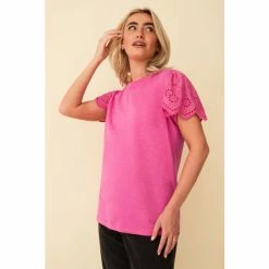 F&F Pink Broderie Sleeve Top -F&F Shop unnamed file 1926