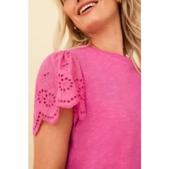 F&F Pink Broderie Sleeve Top -F&F Shop unnamed file 1927