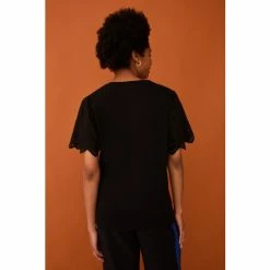 F&F Broderie Sleeve Black Top -F&F Shop unnamed file 1959