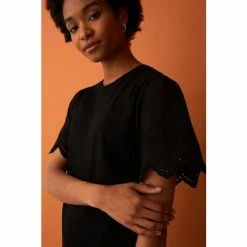 F&F Broderie Sleeve Black Top -F&F Shop unnamed file 1961