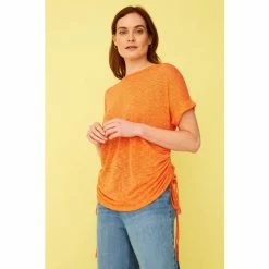 F&F Orange Rouched Side Top T-Shirt -F&F Shop unnamed file 1984