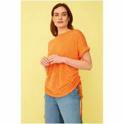 F&F Orange Rouched Side Top T-Shirt -F&F Shop unnamed file 1986