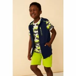 F&F Navy Gilet And Camo T-Shirt Set