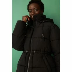 F&F Shower Resistant Black Padded Draw Waist Jacket -F&F Shop unnamed file 2122