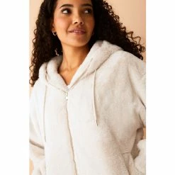 F&F Cream Coats Fur Zip Through Jacket -F&F Shop unnamed file 2129