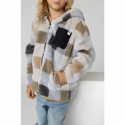 F&F FW Bridge Natural Borg Zip Through Jacket