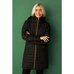 F&F Shower Resistant Black Long Padded Jacket
