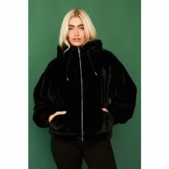 F&F Black Faux Fur Zip Through Jacket