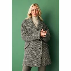 F&F Heringbone Double Breasted Formal Black Coat -F&F Shop unnamed file 2309