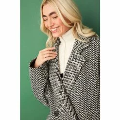 F&F Heringbone Double Breasted Formal Black Coat -F&F Shop unnamed file 2310