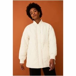 F&F Green Draw Waist Padded Bomber Coat