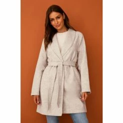 F&F Natural Belted Wrap Coat