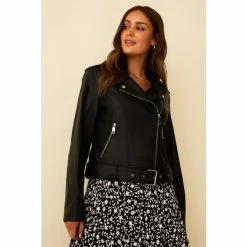 F&F PU Black Biker Coat -F&F Shop unnamed file 2385