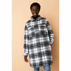 F&F Black Borg Lined Check Shacket