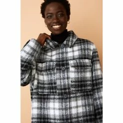 F&F Black Borg Lined Check Shacket -F&F Shop unnamed file 2419