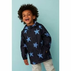 F&F Blue Packaway Star Print Mac Coat