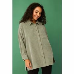 F&F Khaki Green Cord Oversized Shirt -F&F Shop unnamed file 2492