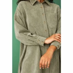 F&F Khaki Green Cord Oversized Shirt -F&F Shop unnamed file 2493