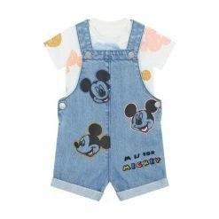F&F Blue Mickey Mouse Denim Shorts Set