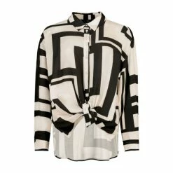 F&F Geo Tie Front Black Shirt -F&F Shop unnamed file 2533