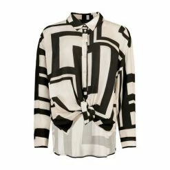 F&F Geo Tie Front Black Shirt -F&F Shop unnamed file 2534