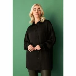 F&F Oversized Black Satin Shirt