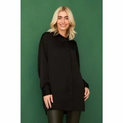 F&F Oversized Black Satin Shirt -F&F Shop unnamed file 2537
