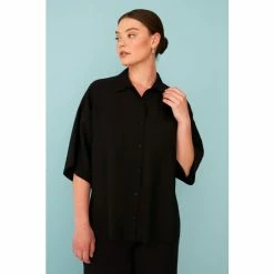 F&F Textured Satin Black Shirt