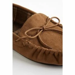 F&F Moccasin Brown Check Lace Up Slippers 4 F&F Moccasin Brown Check Lace Up Slippers -F&F Shop unnamed file 2730