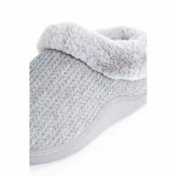F&F Grey Fur Snug Knit Closed Back Slippers 4 F&F Grey Fur Snug Knit Closed Back Slippers -F&F Shop unnamed file 2742