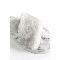 F&F Grey Tipped Faux Fur Crossover Chunky Slippers 4 F&F Grey Tipped Faux Fur Crossover Chunky Slippers -F&F Shop unnamed file 2754