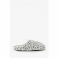 F&F Grey Leopard Mule Slippers