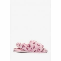 F&F Pink Faux-Fur Heart Backstrap Slippers
