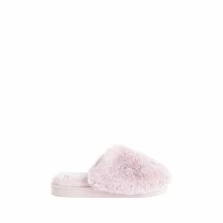 F&F Pink Fur Mule Chunky Tipped Slippers