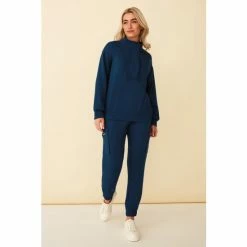 F&F Blue Premium Zip Placket Sweatshirt