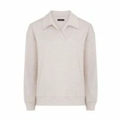 F&F Natural Collar V-Neck Long Sleeve Top -F&F Shop unnamed file 2842