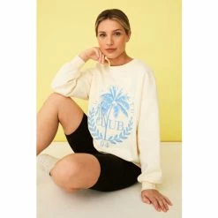 F&F White Embroidered Palm Tree Sweatshirt -F&F Shop unnamed file 2858