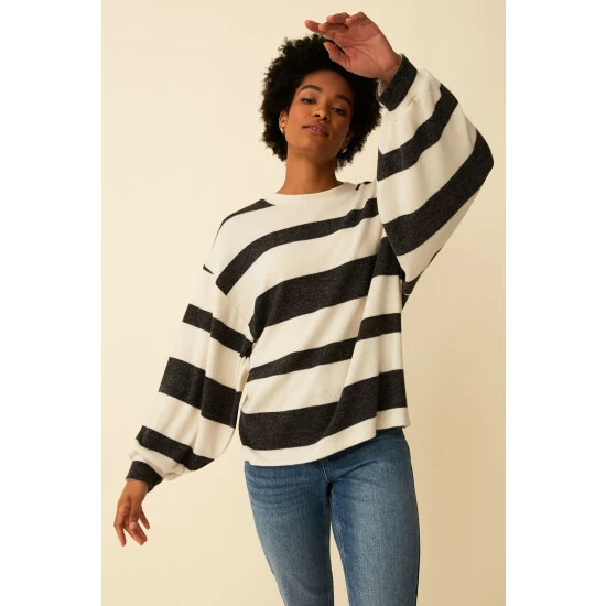 unnamed-file-2896.jpg F&F Cosy Mono Stripe Balloon Sleeve Black Top -F&F Shop unnamed file 2896